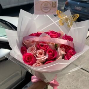 24 rosas rosas con liston