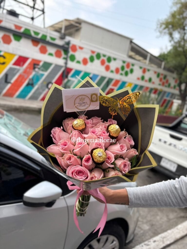 ramo de 24 rosas con chocolates
