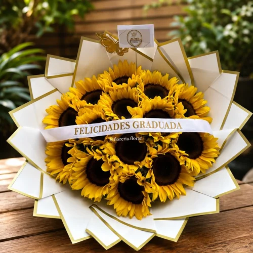 ramo promesa 10 girasoles felicidades graduada